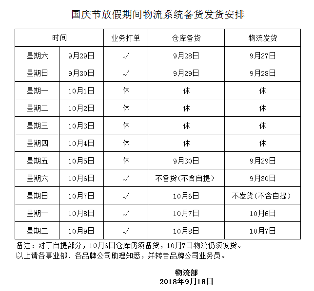 手机AV看片网站家具2018國慶節物流發貨安排